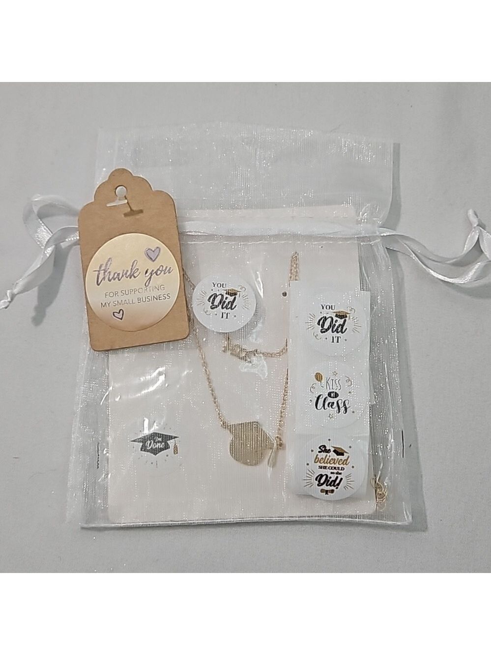 Graduation 2024 Necklace Stickers Organza Bag Bundle - Picture 12 of 17